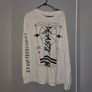 Reason White and Black Graphic Long Sleeve Tee